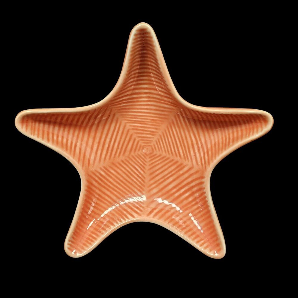 Andrea by Sadek Coral Starfish Trinket Dish Ceramic Tray Wall‎ Art 7" Nautical